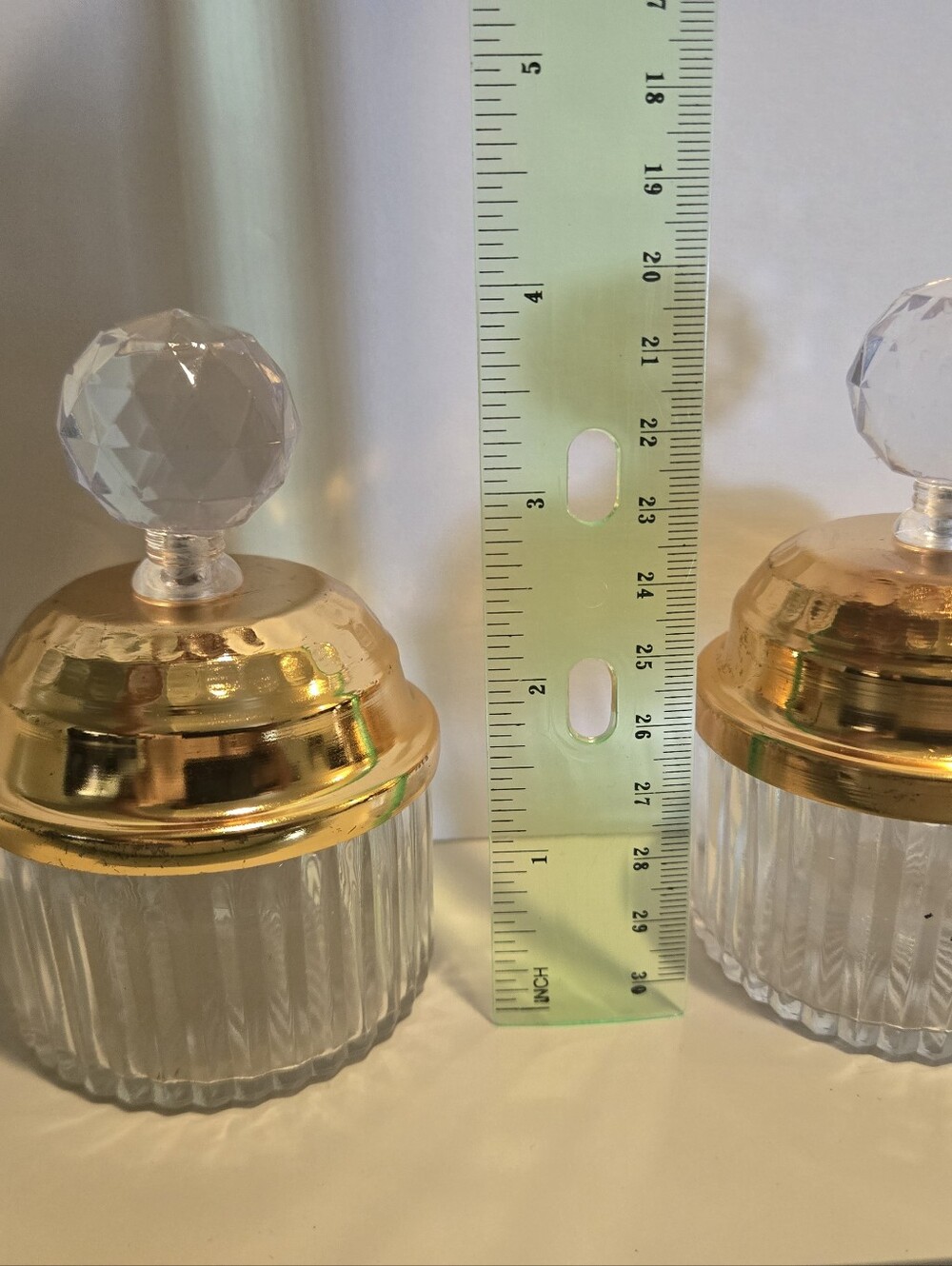 Vintage Hollywood Regency Gold Mirror Tray & Glass Bottles Set - Picture 4 of 7